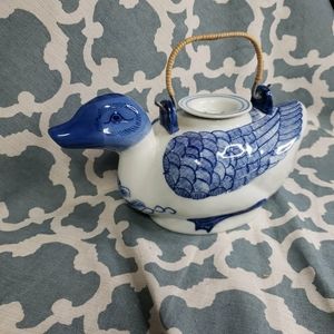 Vintage Chinese Teapot Chinese Porcelain Hand Painted Duck Teapot Duck Decanter
